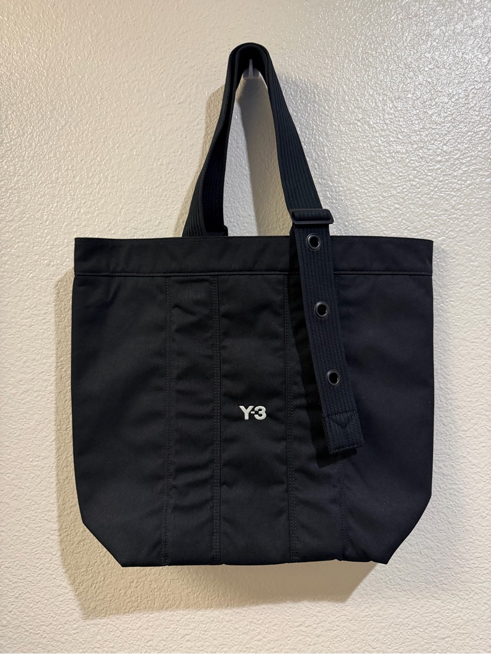 Y-3 Black Canvas Large Tote Bag